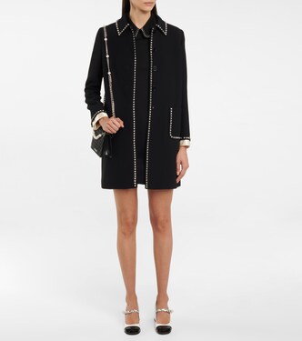 Studded single-breasted coat | Miu Miu