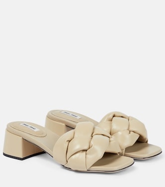 Padded woven leather sandals | Miu Miu