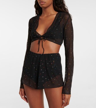 Shorts in tulle con cristalli | Oséree