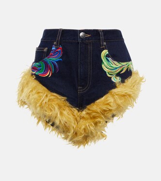 Shorts bordados con ribete de mohair | Area