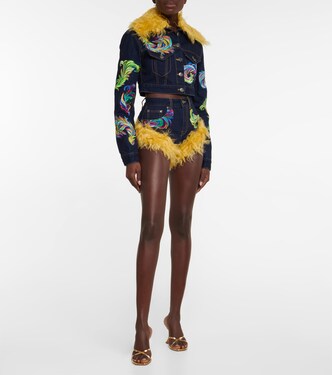 Shorts bordados con ribete de mohair | Area