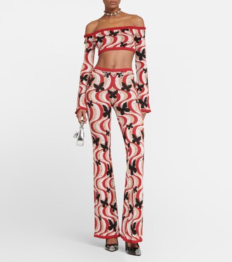 Pantalon évasé à taille haute imprimé | Alessandra Rich