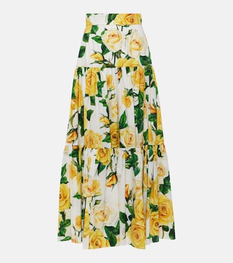 Gonna lunga in cotone con stampa | Dolce&Gabbana