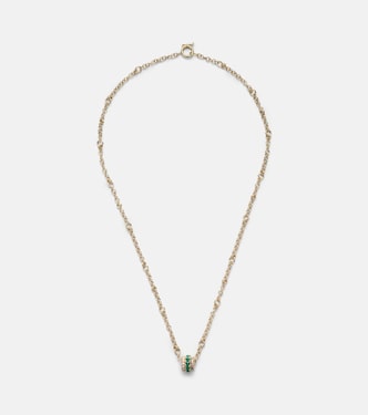 Gravity 18kt gold chain necklace with diamond and emerald | Spinelli Kilcollin