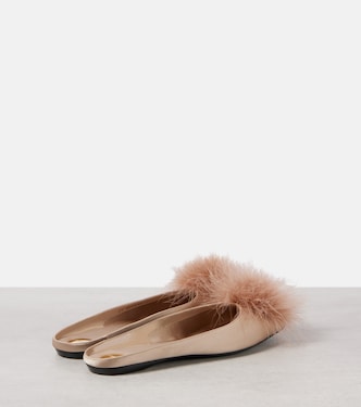 Mules Lido in raso con pompon | Saint Laurent