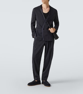 Double-breasted silk-blend blazer | Giorgio Armani