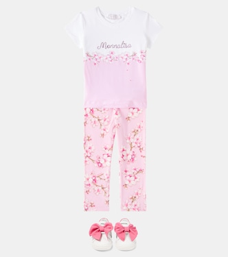 Camiseta en mezcla de algodón floral | Monnalisa