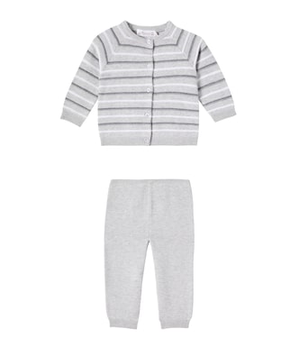 Baby Justio striped cardigan and pants set | Bonpoint