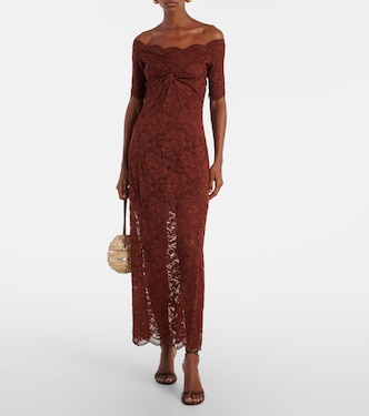 Off-Shoulder-Maxikleid aus Spitze | Rabanne