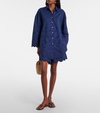 Embroidered floral cotton poplin shorts | Juliet Dunn