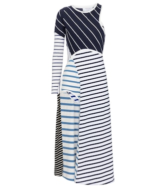 Robe midi rayée asymétrique en coton | Marine Serre