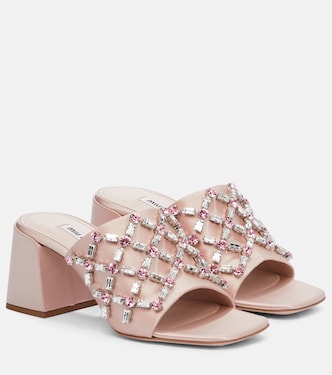 Embellished satin sandals | Miu Miu