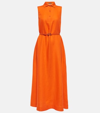 Belted linen midi dress | Loro Piana