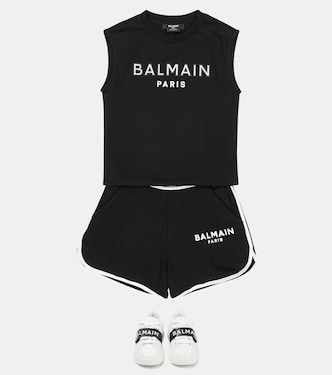 Top in jersey di cotone con logo | Balmain Kids