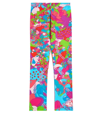 Printed cotton-blend leggings | Versace Kids