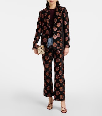 Pantalon droit en jacquard à fleurs | La DoubleJ
