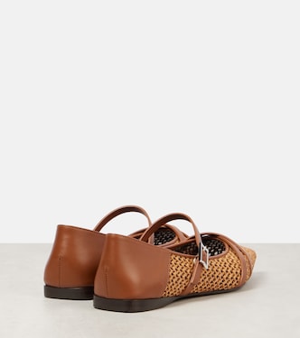 Woven leather-trimmed Mary Jane flats | Max Mara