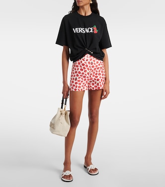 Camiseta cropped de algodón con logo | Versace