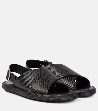 Woven leather-trimmed sandals | Tod's