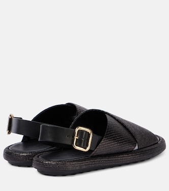 Woven leather-trimmed sandals | Tod's