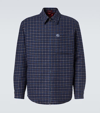 Double G checked wool-blend overshirt | Gucci