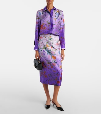 Camicia in seta con stampa floreale | Gucci