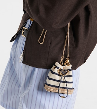 Mini striped canvas bucket bag | Prada