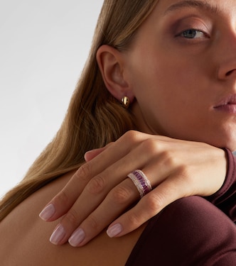 18kt gold ring with pink sapphire and diamonds | Shay Jewelry