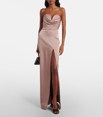 Draped satin bustier gown | Alex Perry