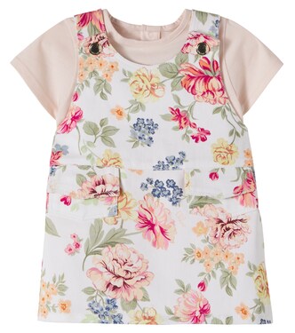 Baby logo floral cotton dress and T-shirt set | Chloé Kids