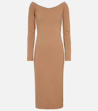 Off-shoulder wool jersey midi dress | Fendi