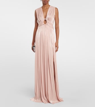 Draped satin gown | Costarellos