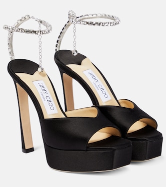 Saeda 125 embellished satin platform sandals | Jimmy Choo