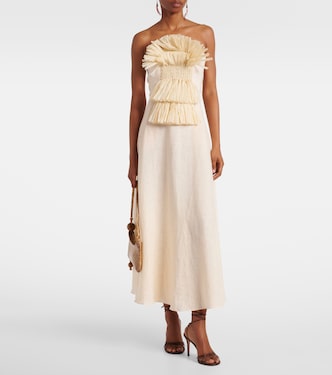 Verziertes Maxikleid aus Leinen  | Johanna Ortiz