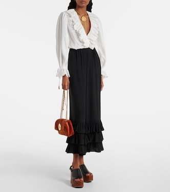 Layered crêpe de chine wide-leg pants | Chloé