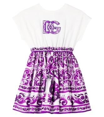 DG Majolica cotton poplin dress | Dolce&Gabbana Kids