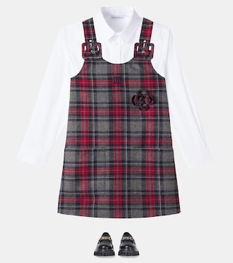 DG floral-appliqué tartan dress | Dolce&Gabbana Kids