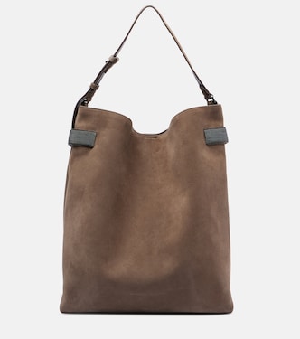 Suede shoulder bag | Brunello Cucinelli