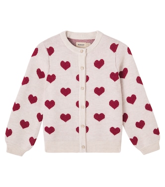 Hearts jacquard wool cardigan | Wheat