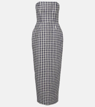 Romeo gingham strapless linen maxi dress | Posse