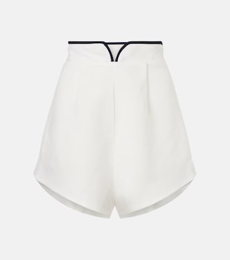 Bicolor linen-blend Bermuda shorts | Adriana Degreas
