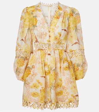 Como floral linen and silk minidress | Zimmermann