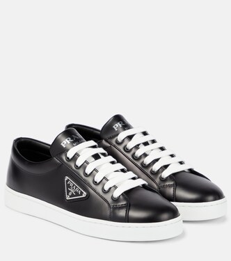 Logo leather low-top sneakers | Prada