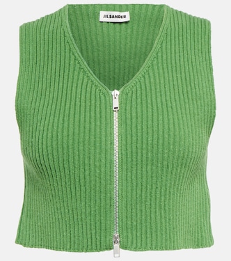 Crop top de algodón en punto acanalado | Jil Sander