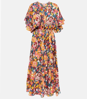 Vestido midi Piment de algodón y seda floral | Eres