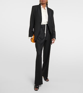 Asymmetric wool-blend straight pants  | Victoria Beckham