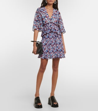 Floral pleated georgette minidress | Ganni