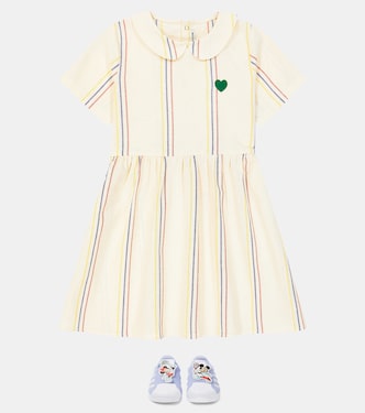 Abito in cotone e lino a righe | Mini Rodini