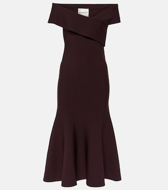Robe midi asymétrique à encolure bardot | Roland Mouret