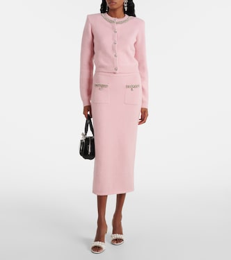 Embellished knitted midi skirt | Self-Portrait